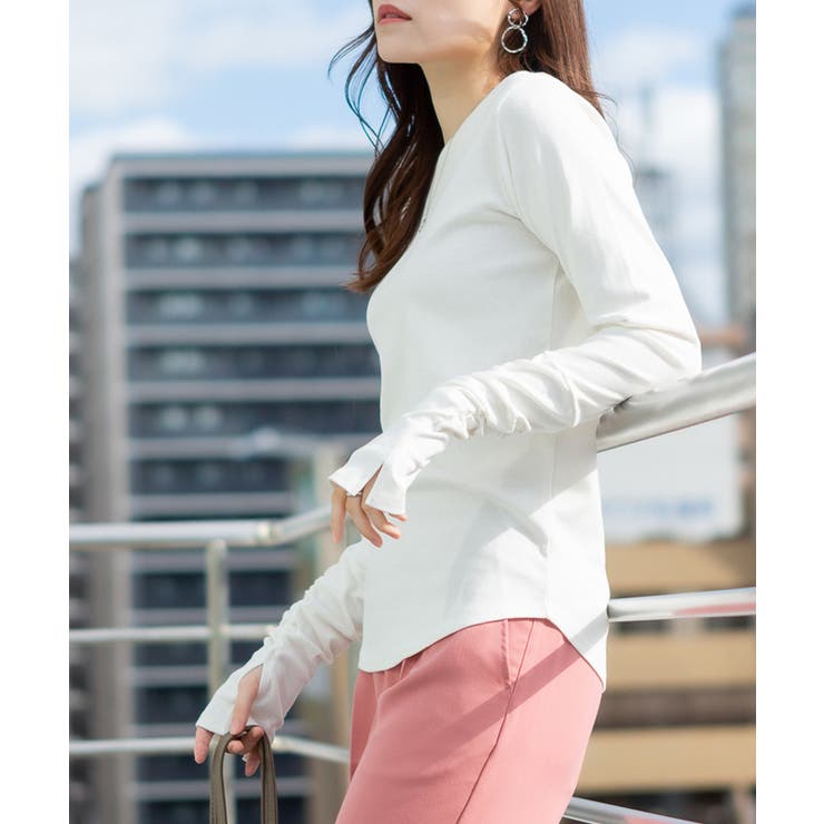 ボートネック指空きTシャツ | atONE | 詳細画像54 