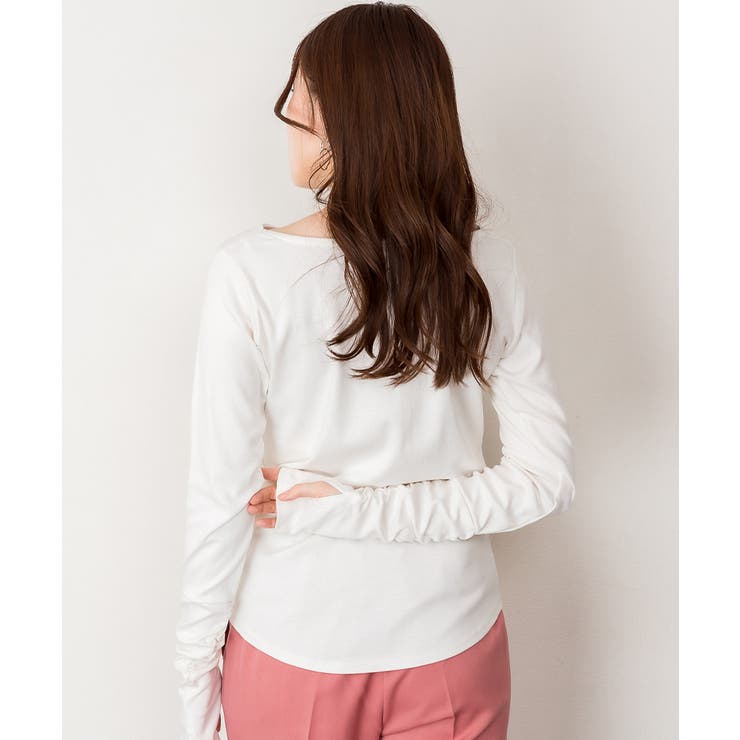 ボートネック指空きTシャツ | atONE | 詳細画像55 