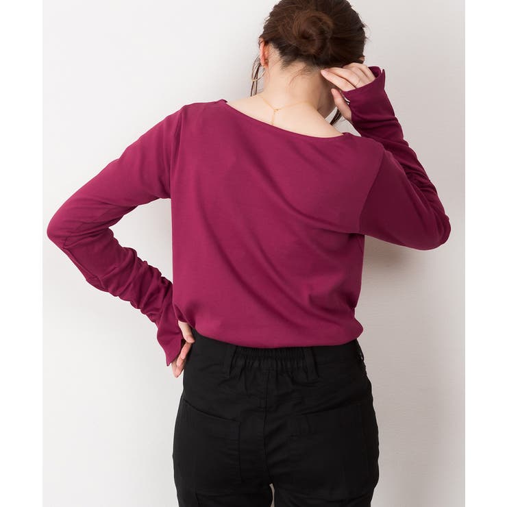 ボートネック指空きTシャツ | atONE | 詳細画像62 