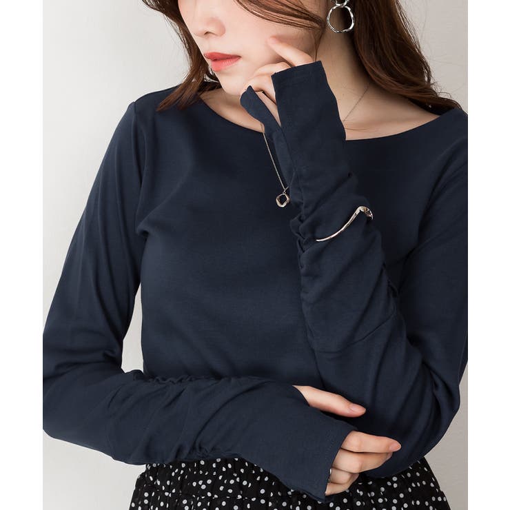 ボートネック指空きTシャツ | atONE | 詳細画像64 