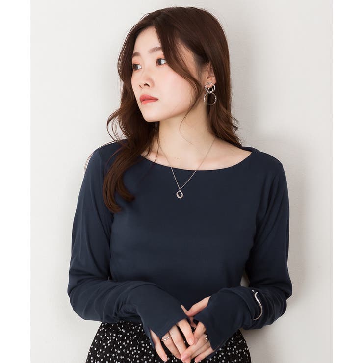 ボートネック指空きTシャツ | atONE | 詳細画像65 