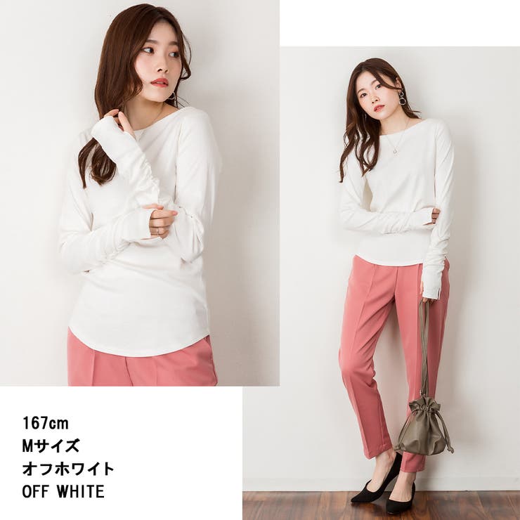 ボートネック指空きTシャツ | atONE | 詳細画像9 