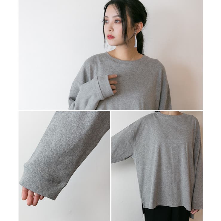やわらかヘビーコットンクルーネックロングTシャツ | atONE | 詳細画像9 
