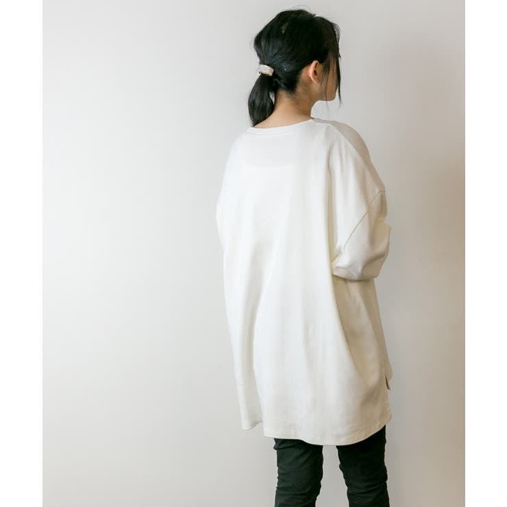 やわらかヘビーコットンクルーネックロングTシャツ | atONE | 詳細画像16 