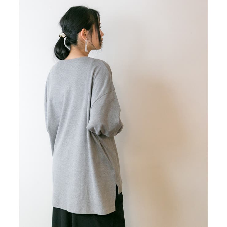 やわらかヘビーコットンクルーネックロングTシャツ | atONE | 詳細画像22 