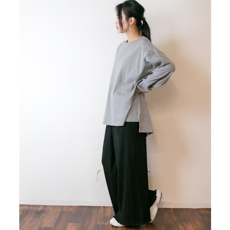 やわらかヘビーコットンクルーネックロングTシャツ | atONE | 詳細画像24 