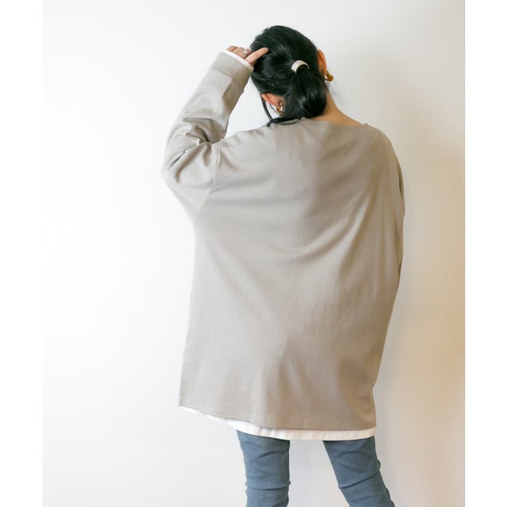 やわらかヘビーコットンクルーネックロングTシャツ | atONE | 詳細画像29 