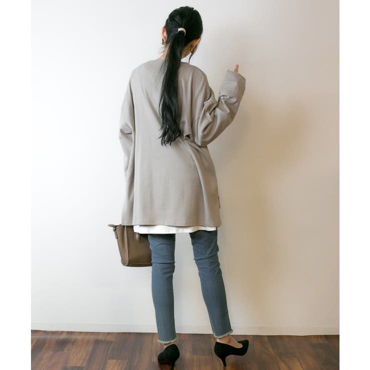 やわらかヘビーコットンクルーネックロングTシャツ | atONE | 詳細画像33 