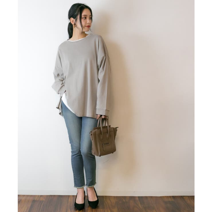やわらかヘビーコットンクルーネックロングTシャツ | atONE | 詳細画像32 