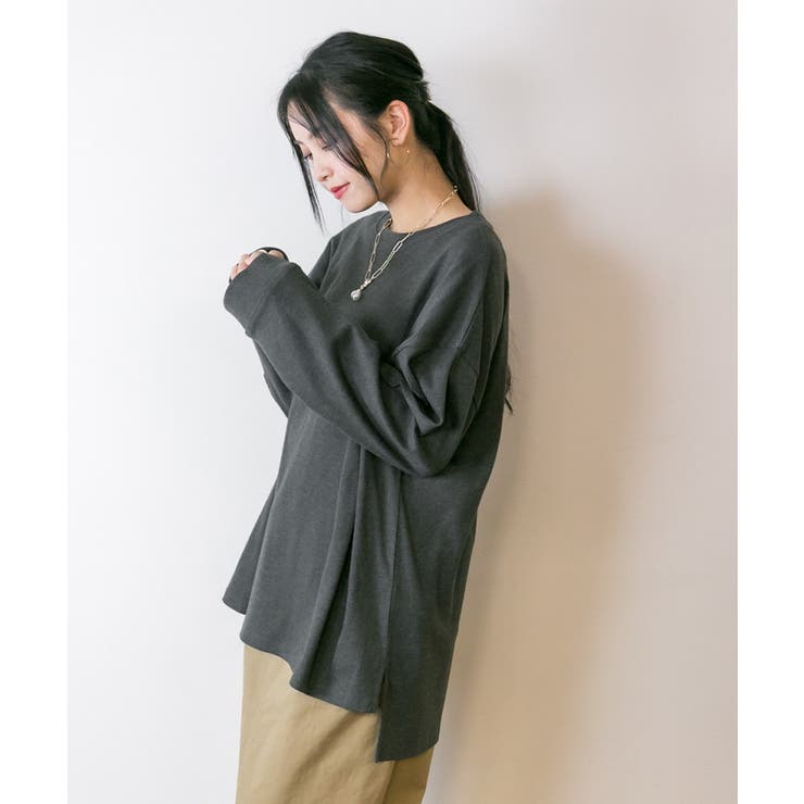 やわらかヘビーコットンクルーネックロングTシャツ | atONE | 詳細画像36 