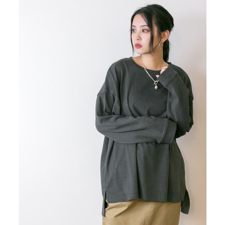やわらかヘビーコットンクルーネックロングTシャツ | atONE | 詳細画像35 
