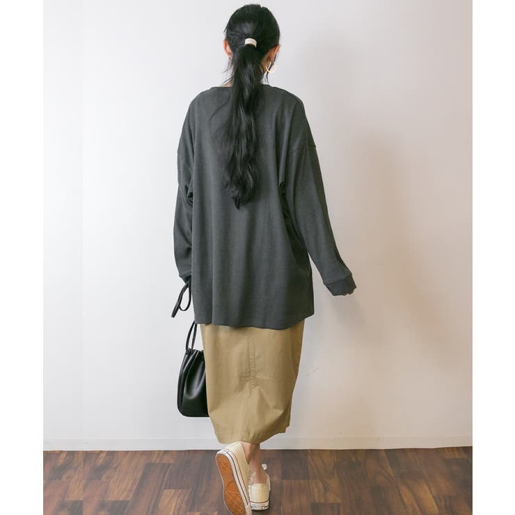 やわらかヘビーコットンクルーネックロングTシャツ | atONE | 詳細画像40 