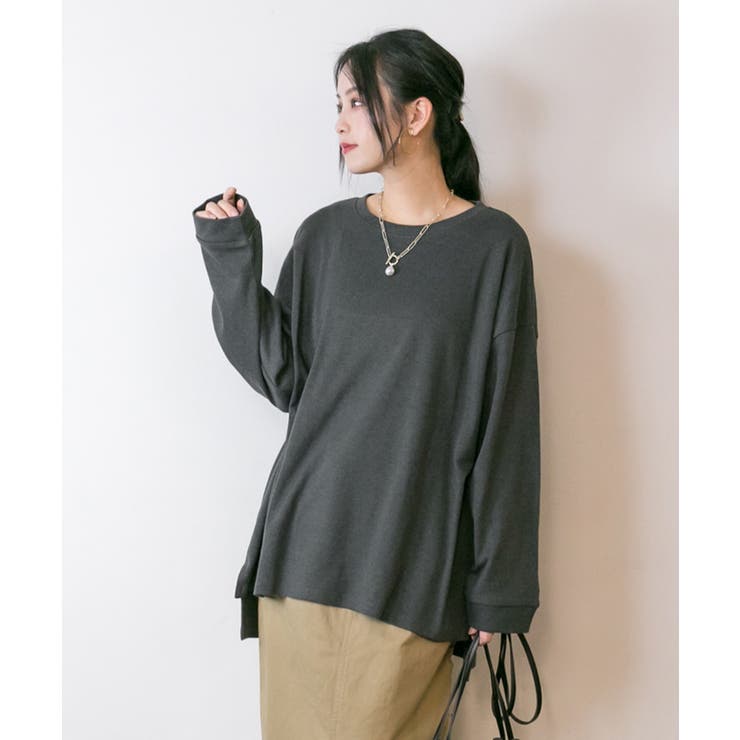 やわらかヘビーコットンクルーネックロングTシャツ | atONE | 詳細画像34 