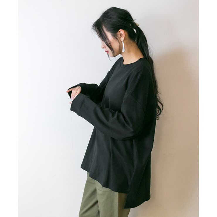 やわらかヘビーコットンクルーネックロングTシャツ | atONE | 詳細画像42 