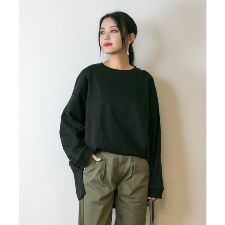 やわらかヘビーコットンクルーネックロングTシャツ | atONE | 詳細画像41 