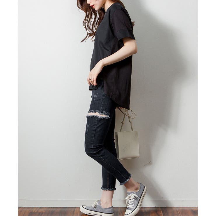 異素材切り替え半袖Tシャツ | atONE | 詳細画像13 