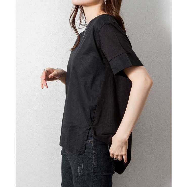 異素材切り替え半袖Tシャツ | atONE | 詳細画像9 