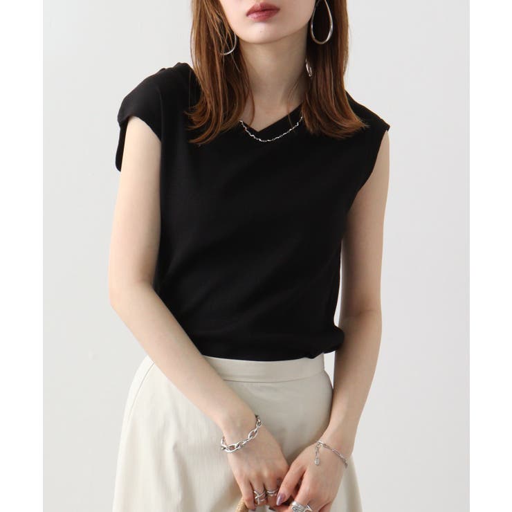 Vネックリブノースリーブ | atONE | 詳細画像39 