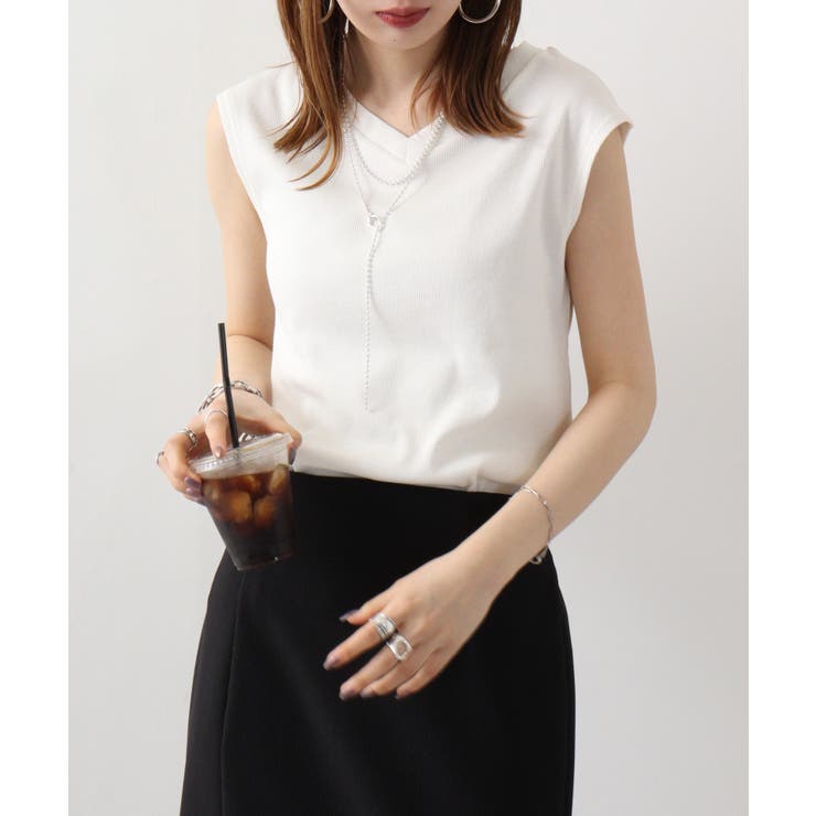 Vネックリブノースリーブ | atONE | 詳細画像44 