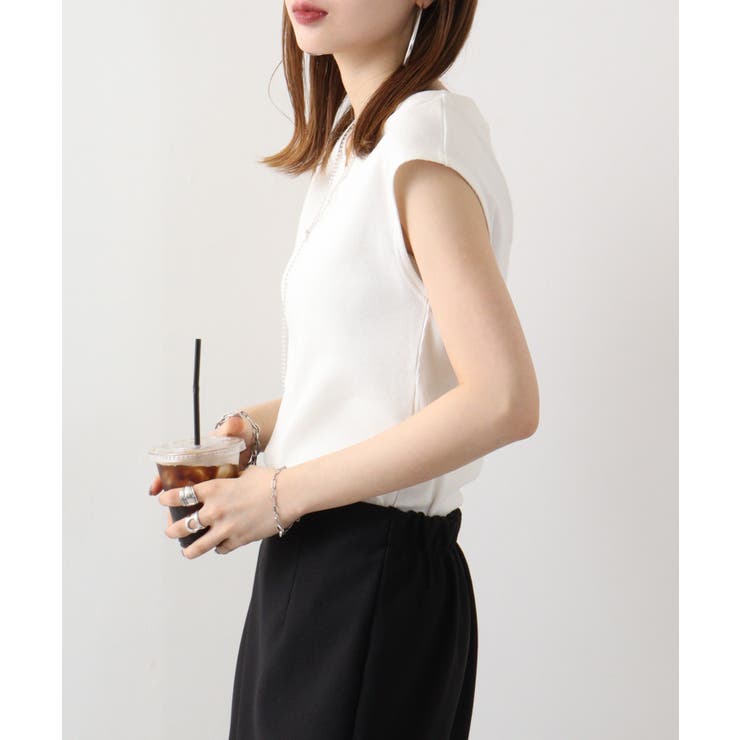 Vネックリブノースリーブ | atONE | 詳細画像45 