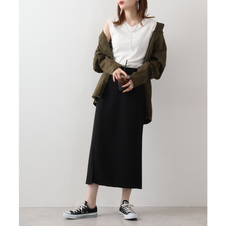 Vネックリブノースリーブ | atONE | 詳細画像48 