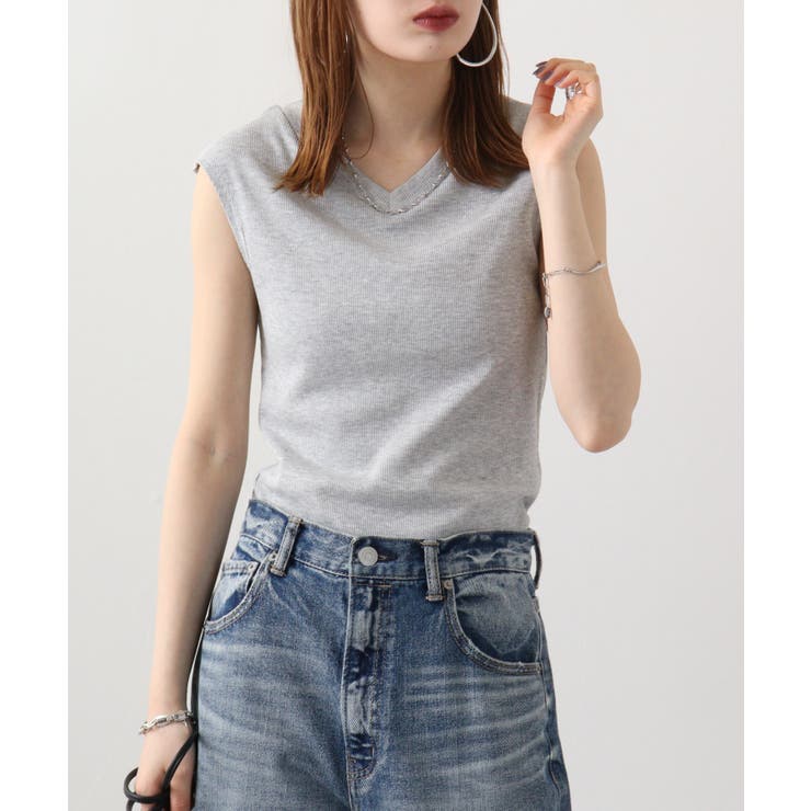 Vネックリブノースリーブ | atONE | 詳細画像49 