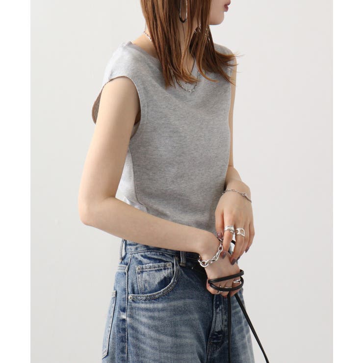 Vネックリブノースリーブ | atONE | 詳細画像52 