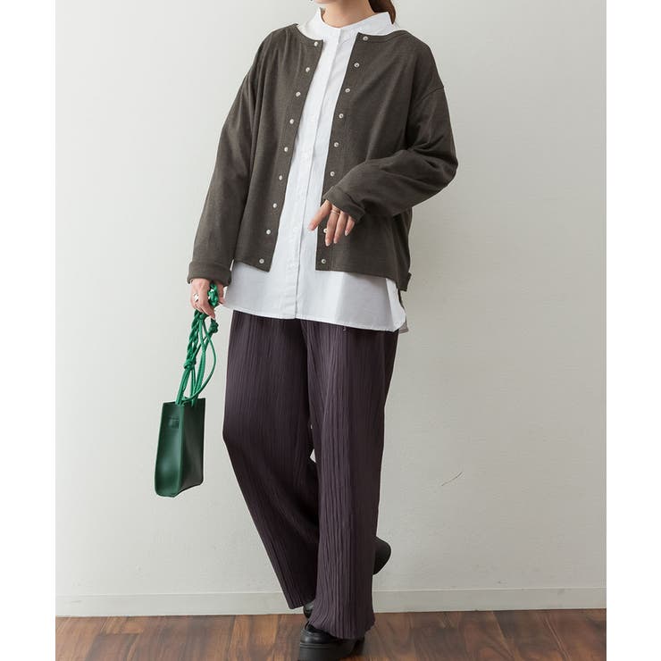 パールボタンクルーネックカーディガン | atONE | 詳細画像26 