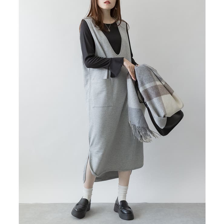 ミニ裏毛Vネックロングスウェットベスト | atONE | 詳細画像9 