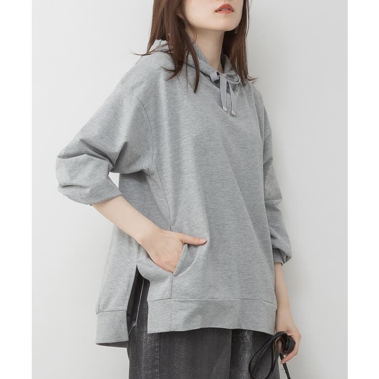 ミニ裏毛脇スリットプルオーバーパーカー | atONE | 詳細画像9 