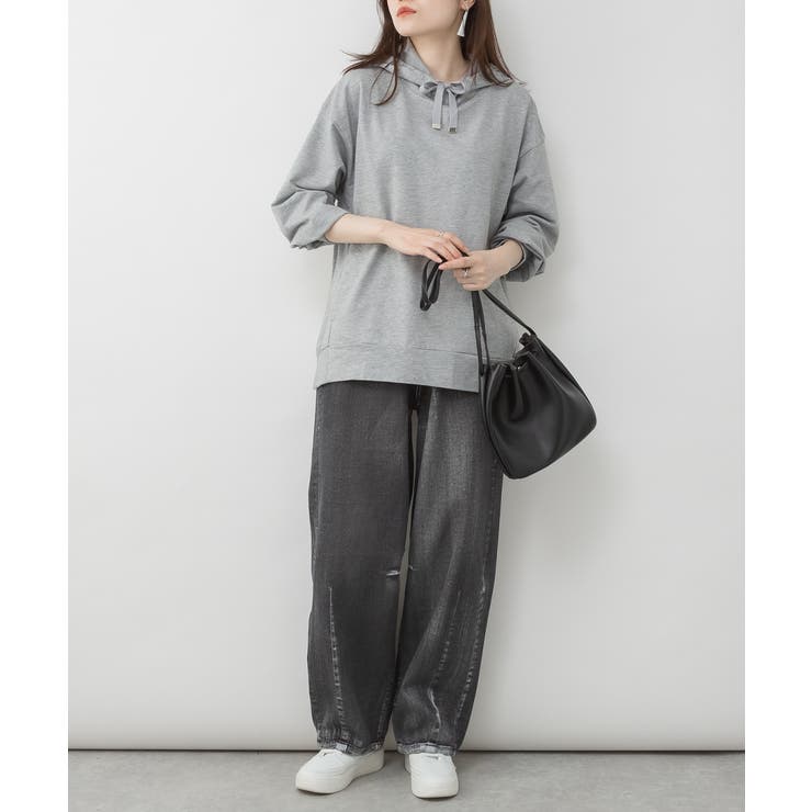 ミニ裏毛脇スリットプルオーバーパーカー | atONE | 詳細画像12 