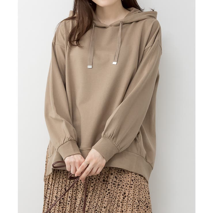 ライトカーキ | ミニ裏毛脇スリットプルオーバーパーカー | atONE