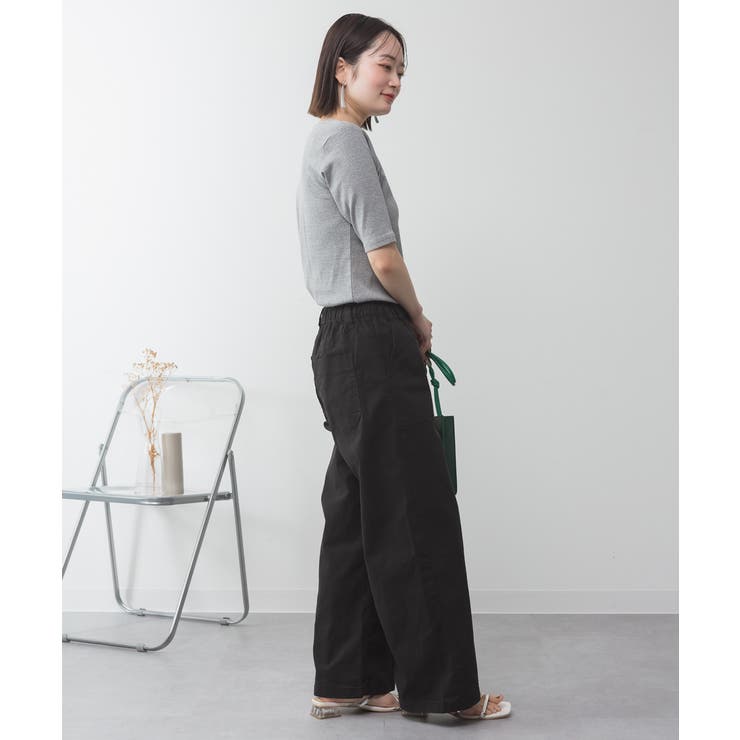 キーネックコットン5分袖トップス | atONE | 詳細画像32 