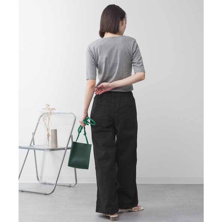 キーネックコットン5分袖トップス | atONE | 詳細画像33 