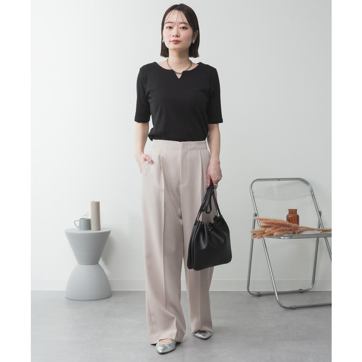 キーネックコットン5分袖トップス | atONE | 詳細画像40 