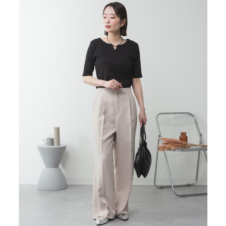 キーネックコットン5分袖トップス | atONE | 詳細画像41 