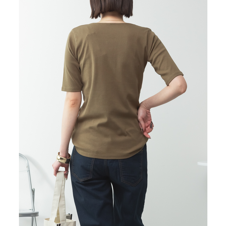 キーネックコットン5分袖トップス | atONE | 詳細画像50 