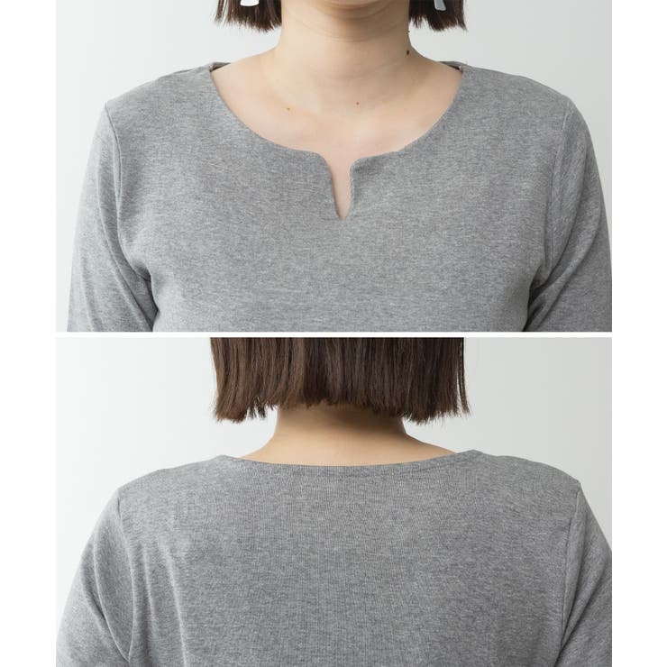 キーネックコットン5分袖トップス | atONE | 詳細画像63 