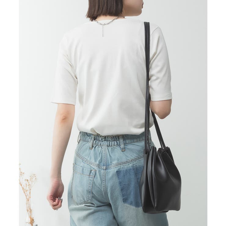 キーネックコットン5分袖トップス | atONE | 詳細画像6 