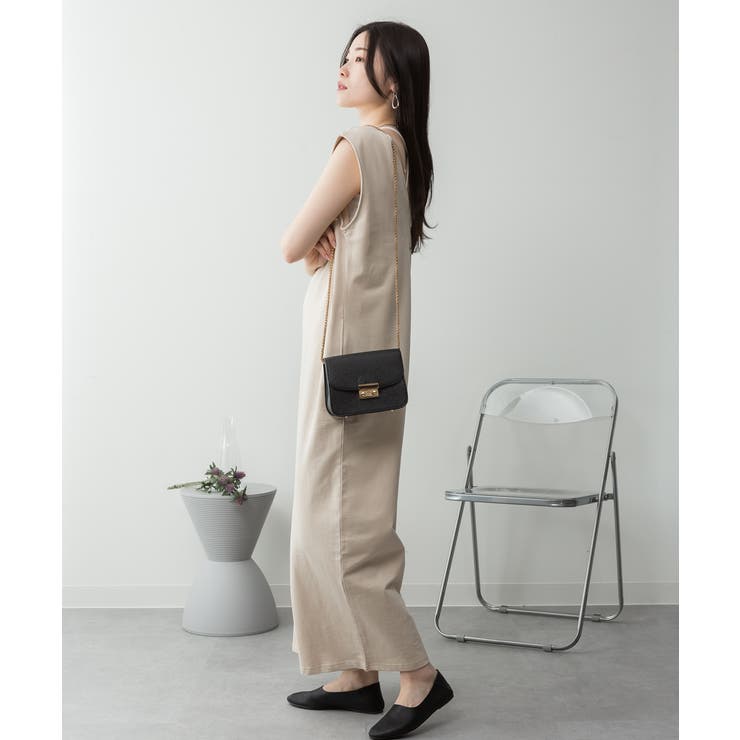 ミニ裏毛ディープVネックコットンジャンプスーツ | atONE | 詳細画像37 