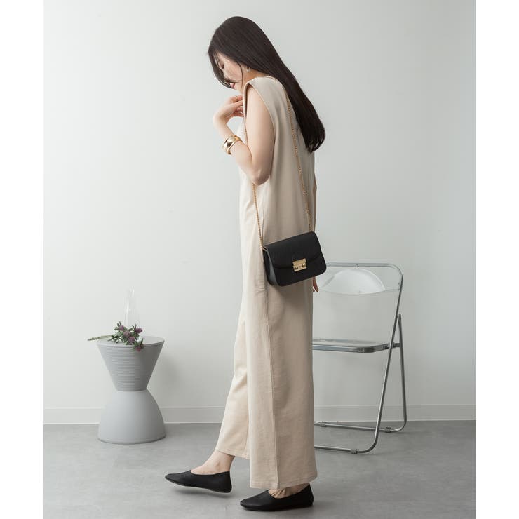 ミニ裏毛ディープVネックコットンジャンプスーツ | atONE | 詳細画像39 