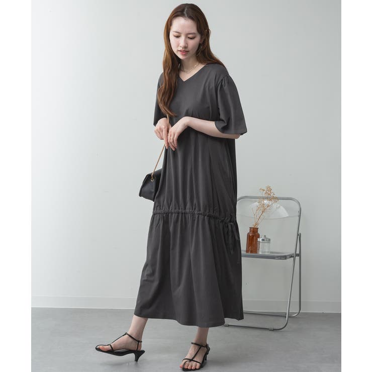 ドロストシャーリングVネックワンピース | atONE | 詳細画像19 