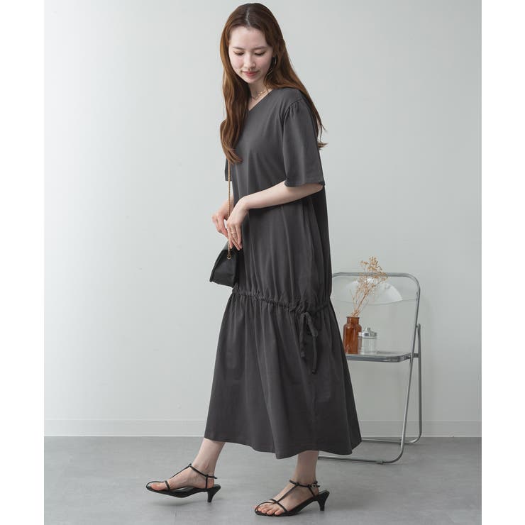 ドロストシャーリングVネックワンピース | atONE | 詳細画像20 