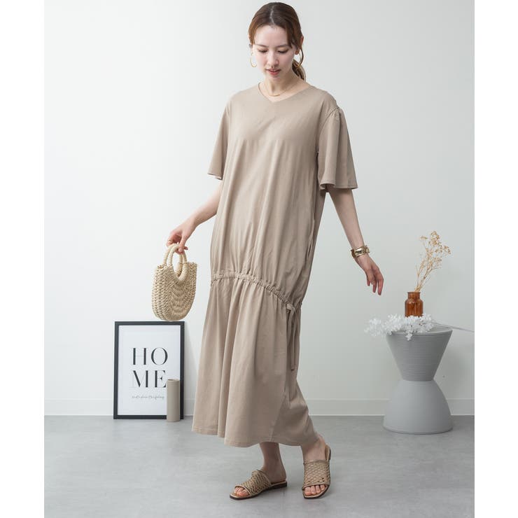 ドロストシャーリングVネックワンピース | atONE | 詳細画像2 