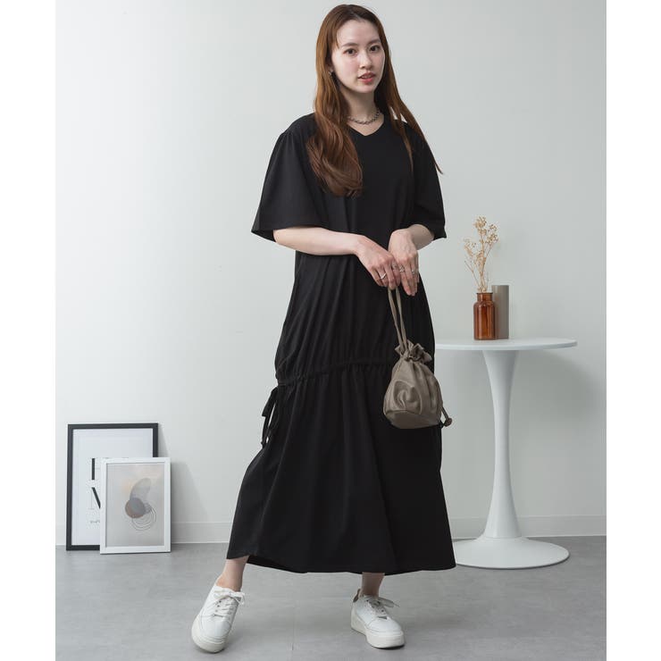 ドロストシャーリングVネックワンピース | atONE | 詳細画像33 