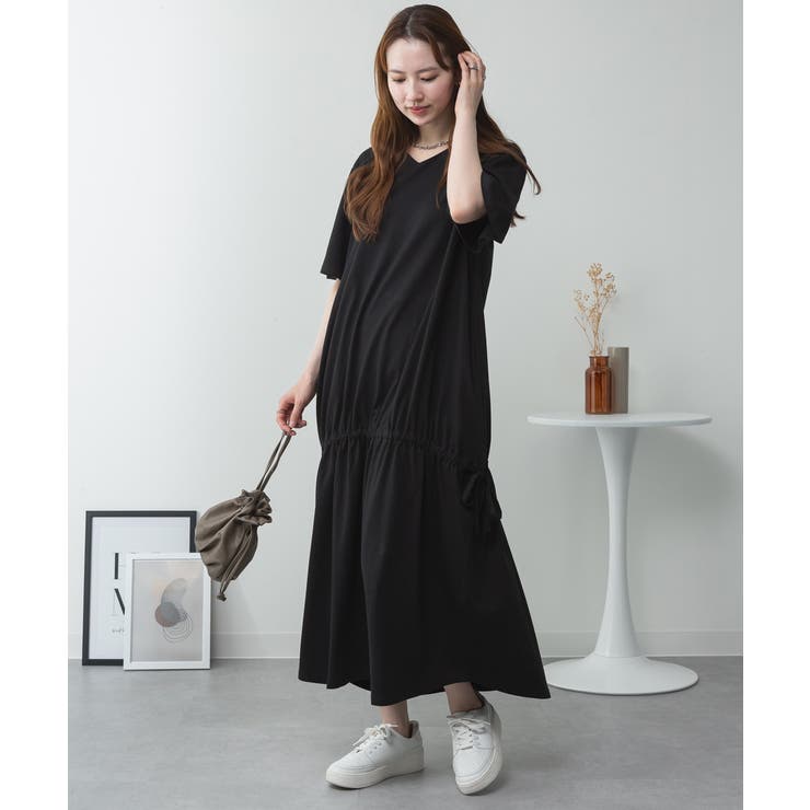 ドロストシャーリングVネックワンピース | atONE | 詳細画像34 