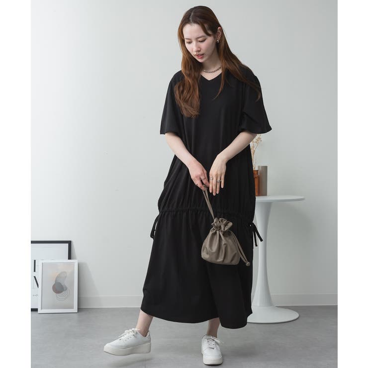 ドロストシャーリングVネックワンピース | atONE | 詳細画像35 