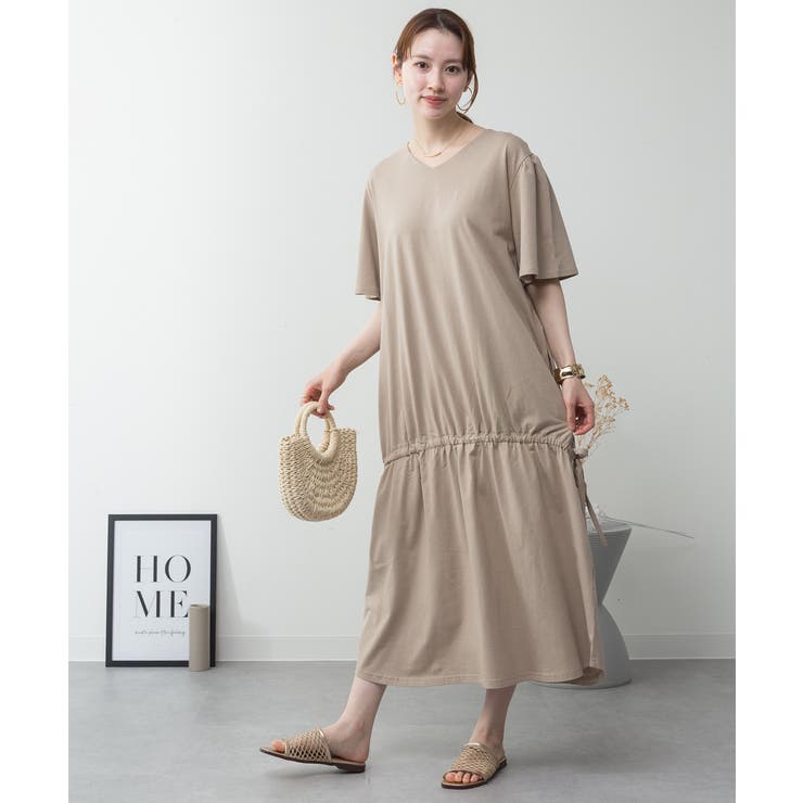 ドロストシャーリングVネックワンピース | atONE | 詳細画像3 