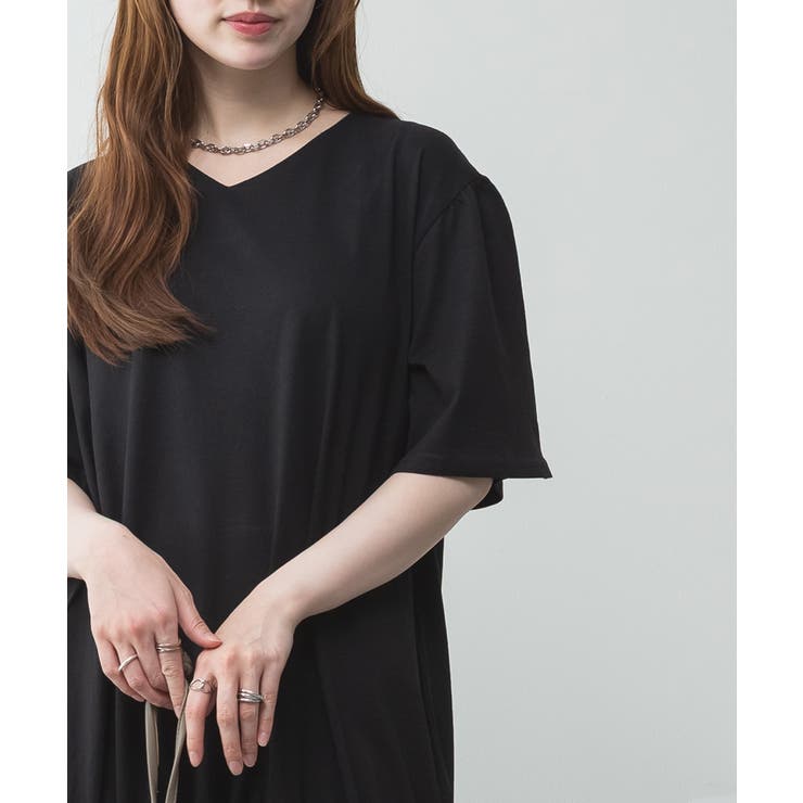 ドロストシャーリングVネックワンピース | atONE | 詳細画像40 