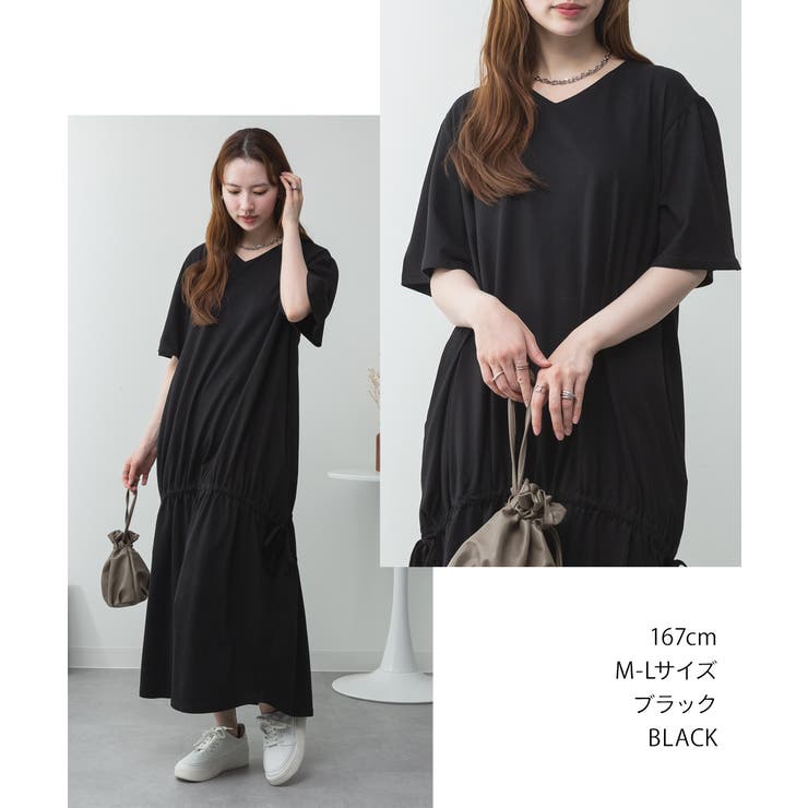 ドロストシャーリングVネックワンピース | atONE | 詳細画像44 